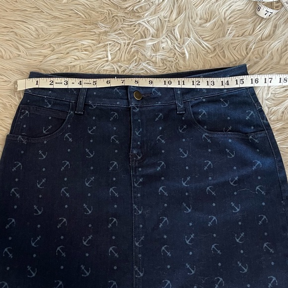 Beautiful One | Anchor Print | Denim Midi Skirt - Picture 6 of 9